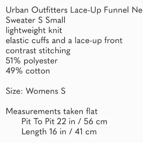 BNWoT Urban Outfitters | Lace-Up Funnel Neck Cropped Sweater S Small - Picture 10 of 10